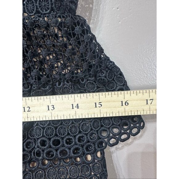 NWOT Self-Portrait Black Lace Up Ruffled Tiered Mini Dress Women's Size 8US - Picture 10 of 12